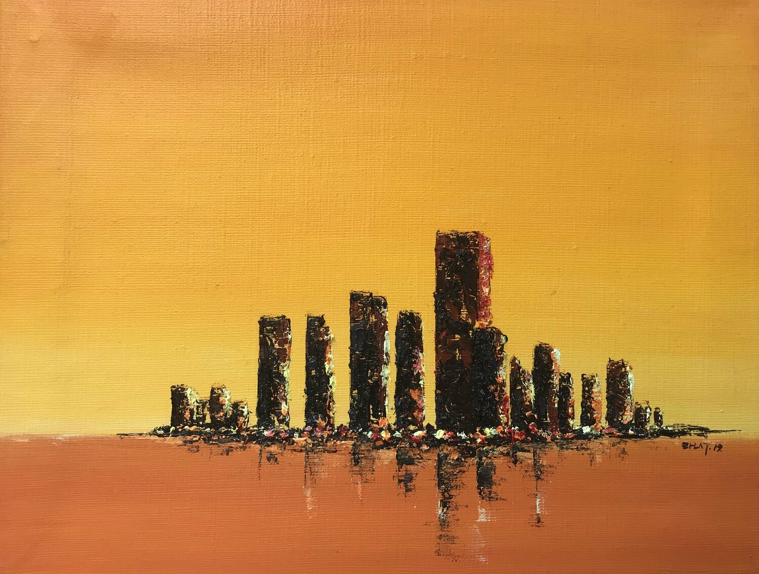 Sunset in Songdo ransoo kim Original painting for sale