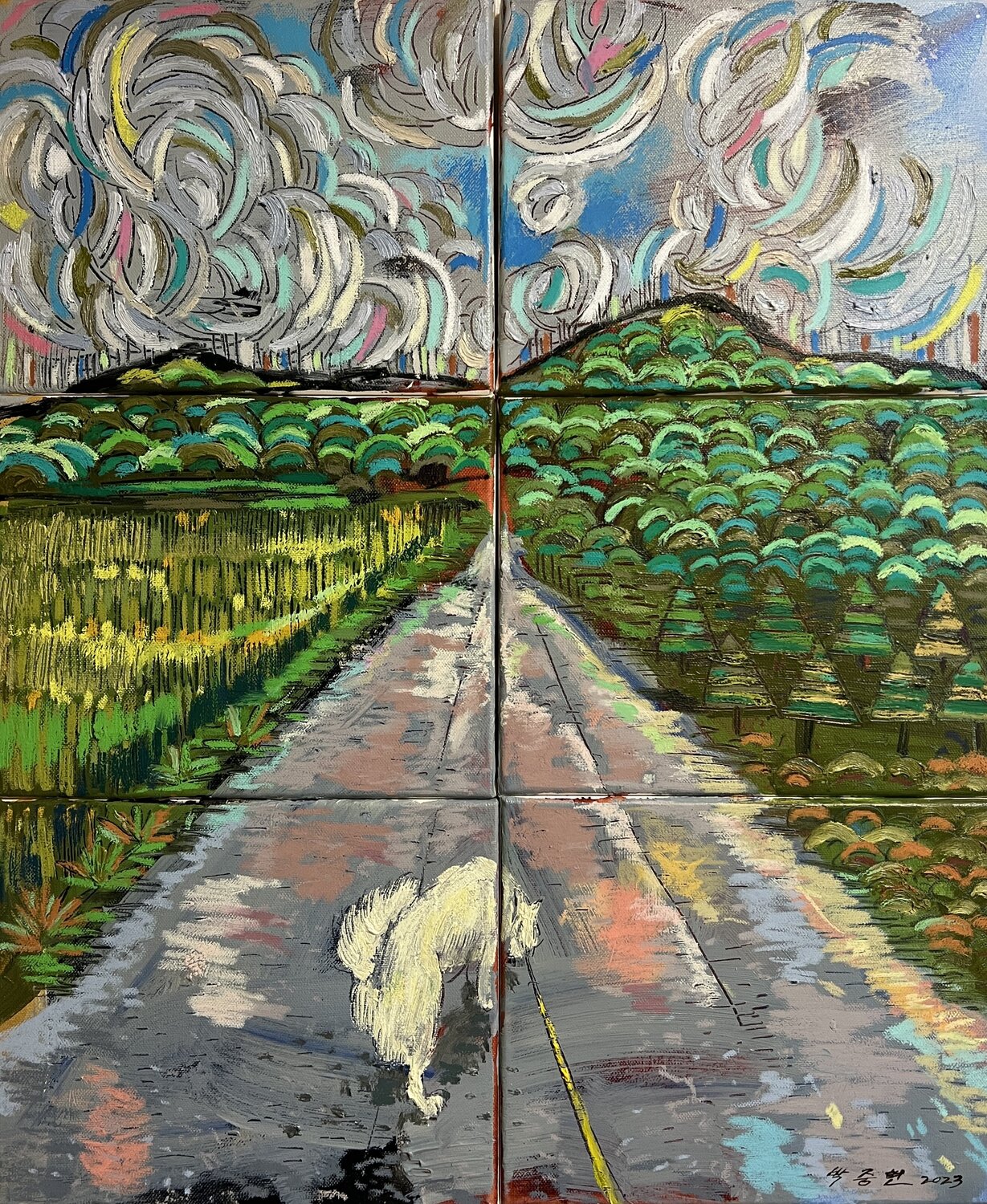 Walking with Gureum (My Dog) – Once More, Gureum Becomes a Painting Joong-hyun Park Original painting for sale