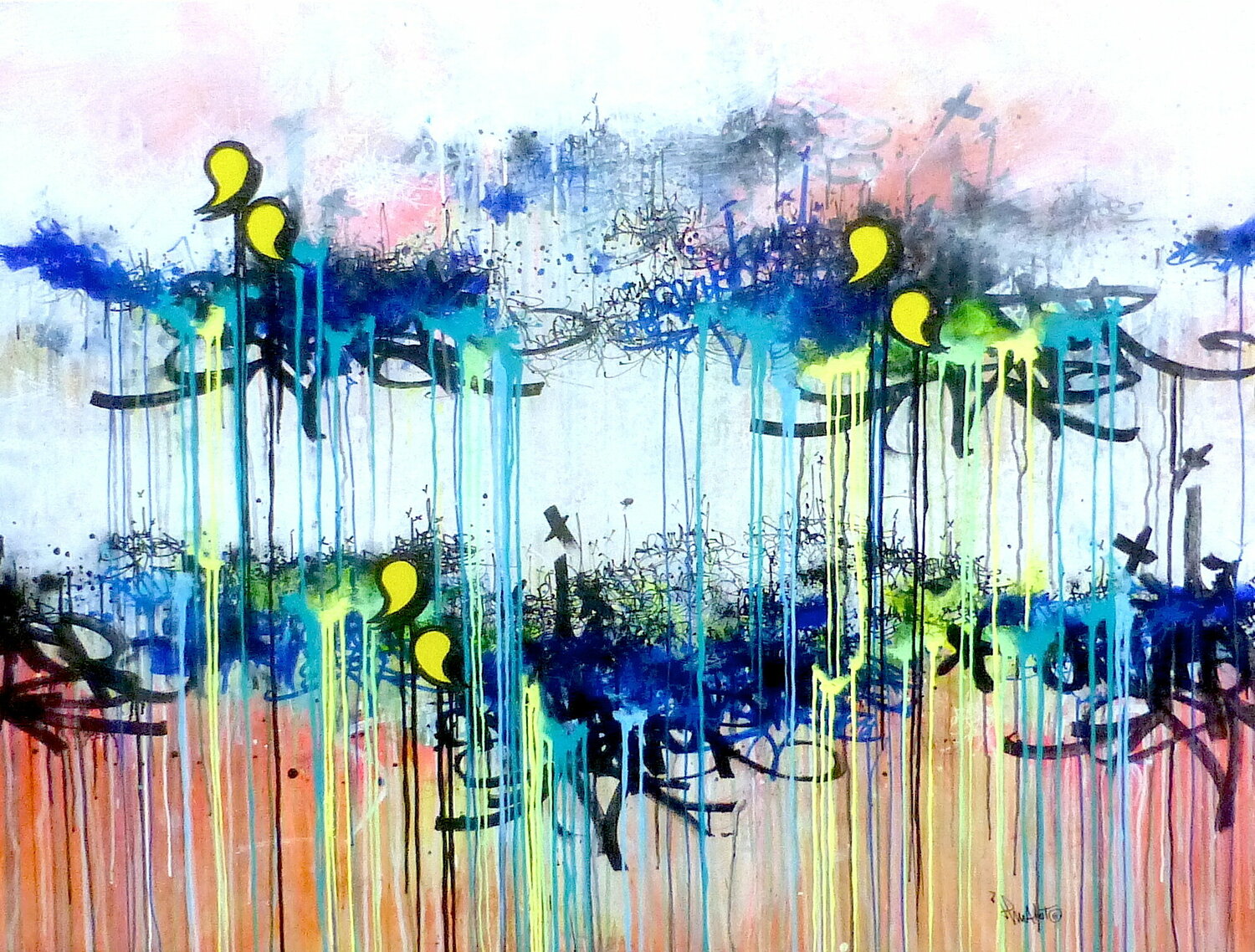 TAGS AND ABSTRACT Jp Malot Original painting for sale