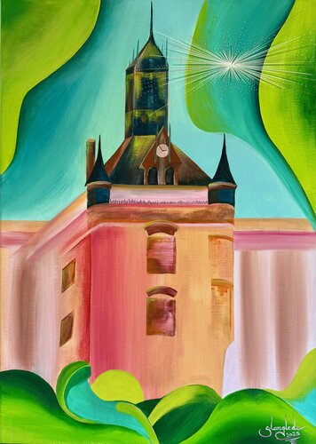 Cinq siècles d'éclat (Donjon du Capitole à Toulouse) by Sandrine Langlade, Painting for Sale on Select