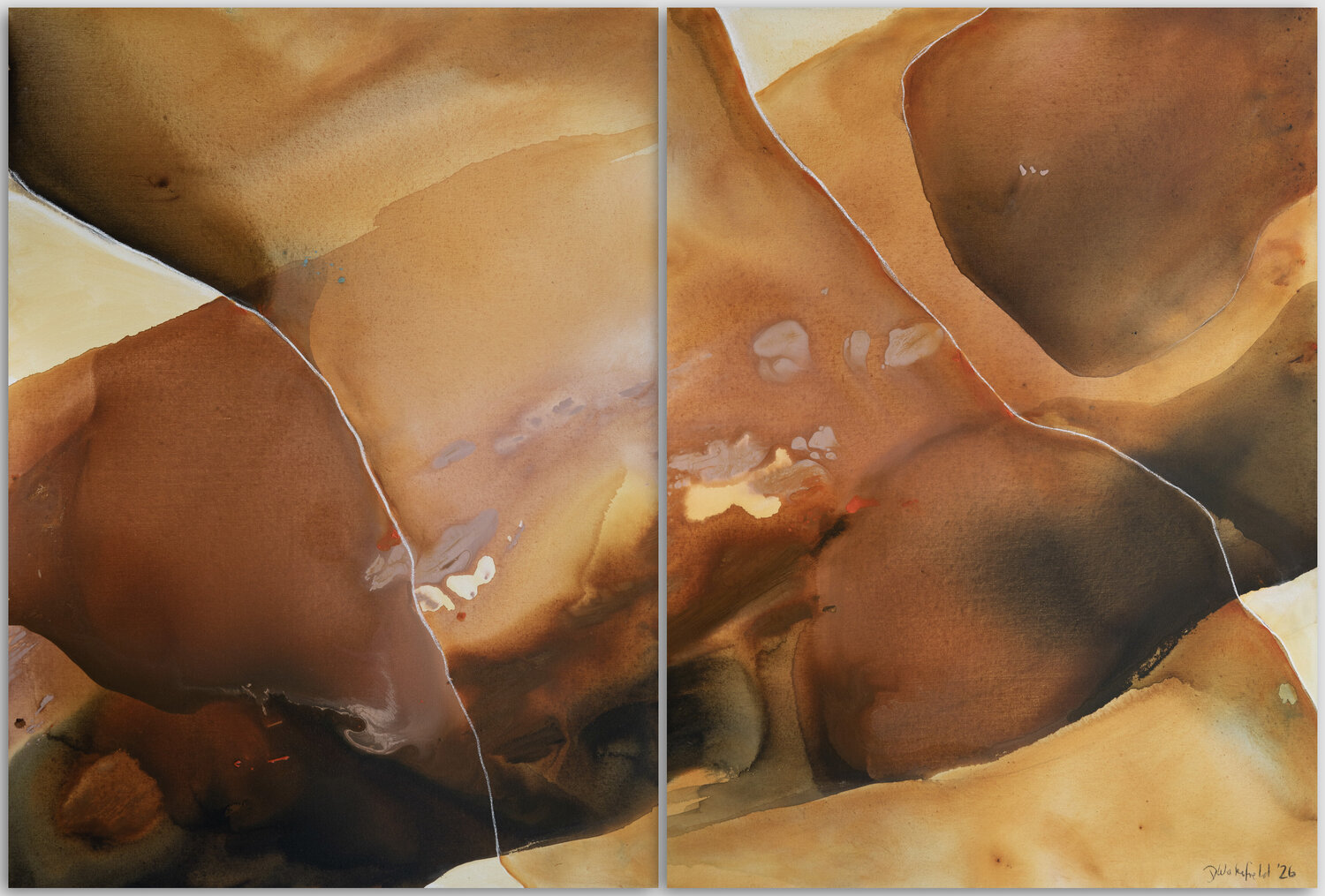 Mellow Yellow (diptych) Dinah Wakefield Original painting for sale