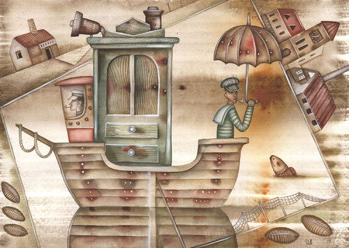 Ships are Getting Wet at Sea by Eugene Ivanov, Painting for Sale on Select