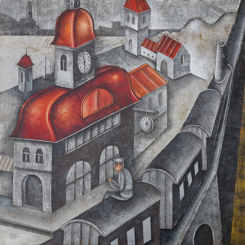 The Train Goes to the Sea by Eugene Ivanov, Painting for Sale on Select