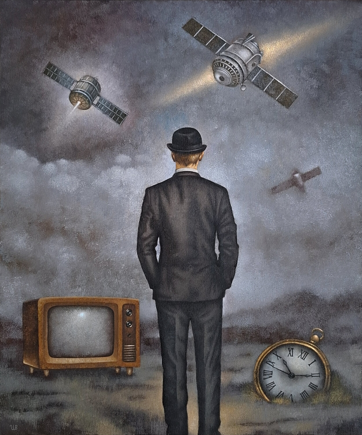 Looking for Satellites Eugene Ivanov Original painting for sale