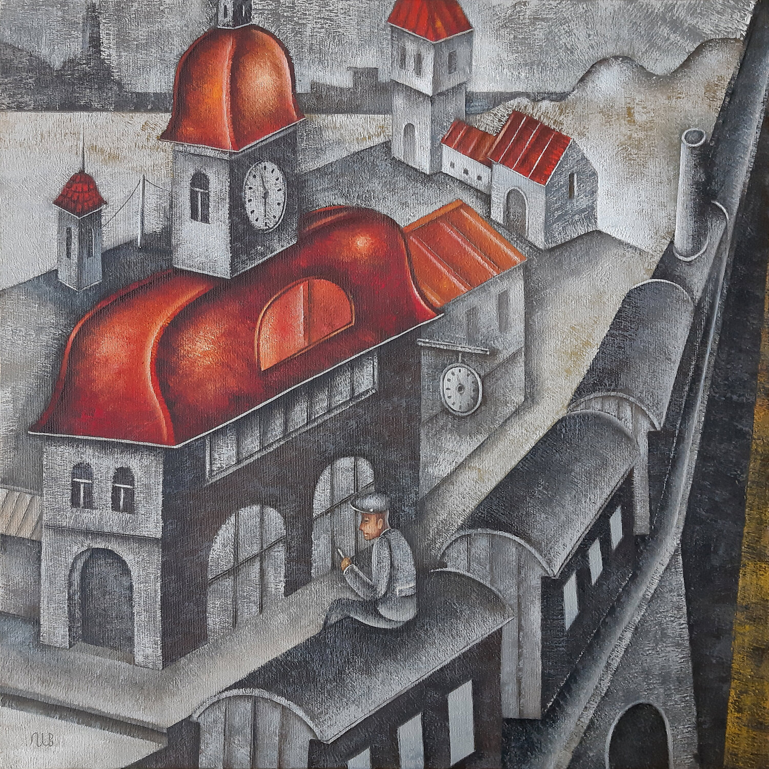 The Train Goes to the Sea Eugene Ivanov Original painting for sale