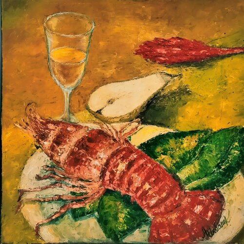 Still Life With Lobster by Albina Urbanek, Painting for Sale on Select