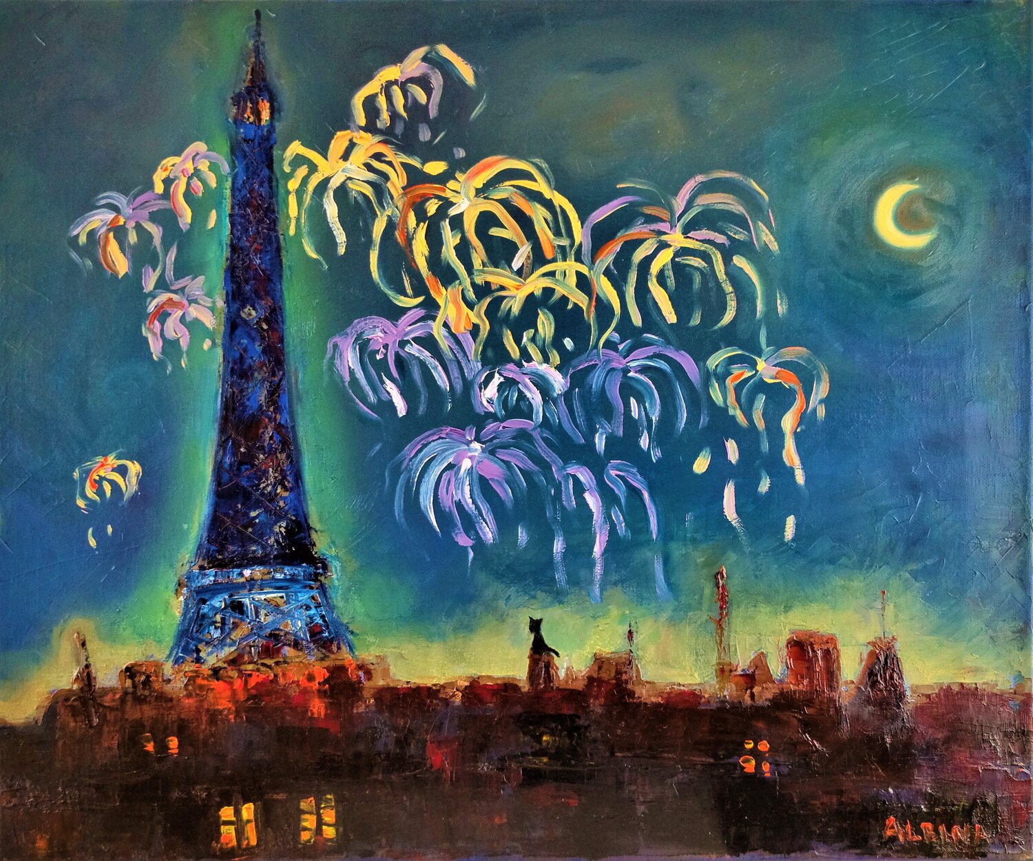 Par ma fenêtre Albina Urbanek Original painting for sale