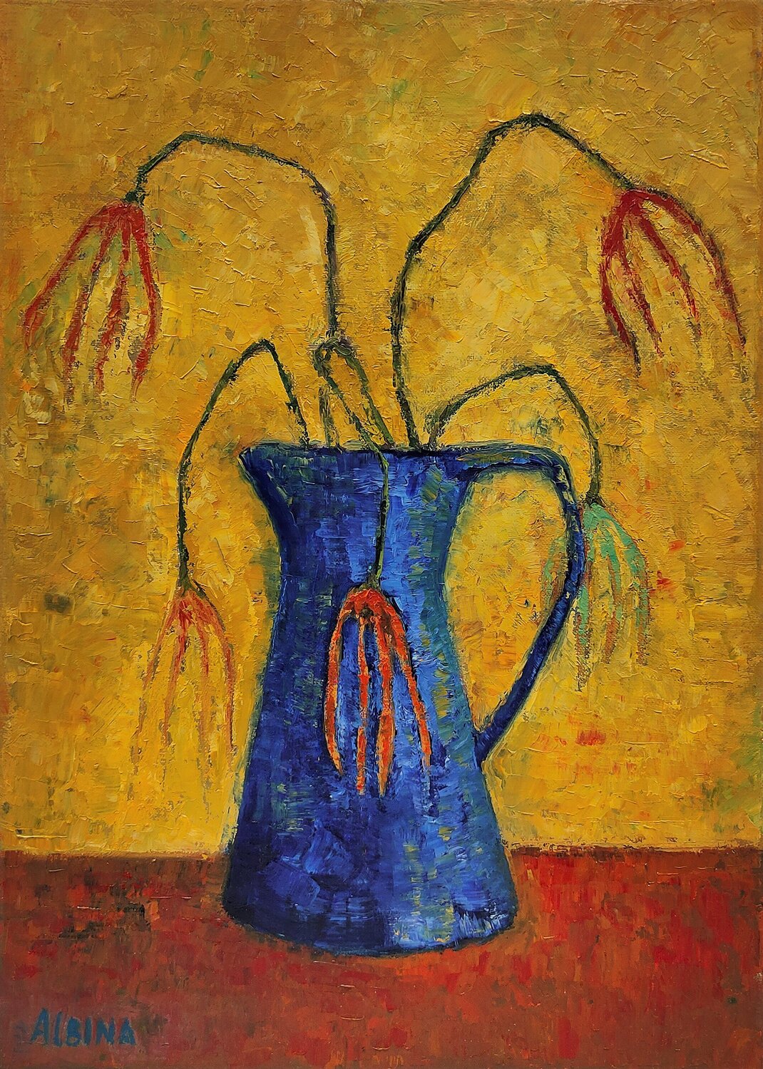 Tulipes fanées Albina Urbanek Original painting for sale