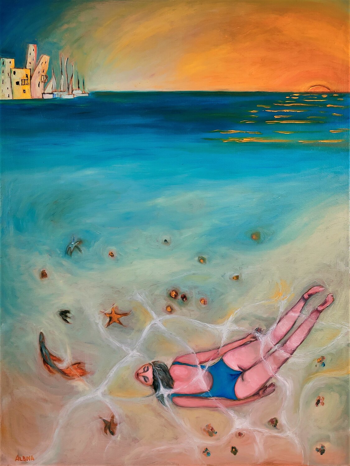 Merveilleuses Vacances Albina Urbanek Original painting for sale