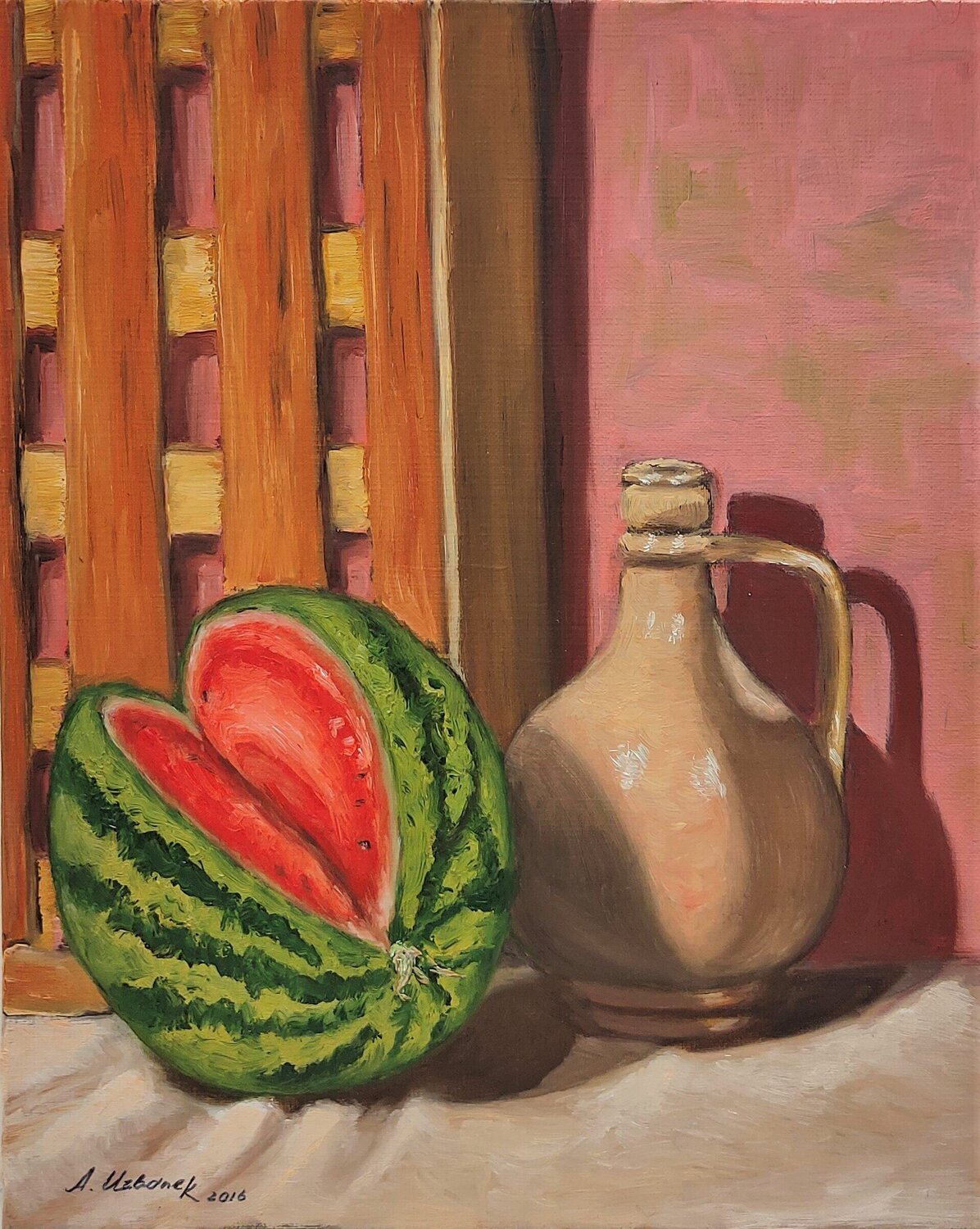 Nature-Morte à la Pastèque Albina Urbanek Original painting for sale
