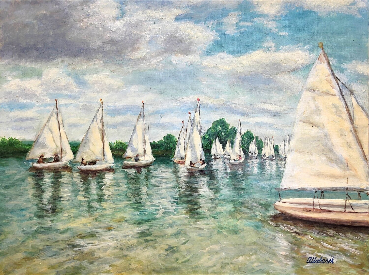 Régate du lac Madine Albina Urbanek Original painting for sale
