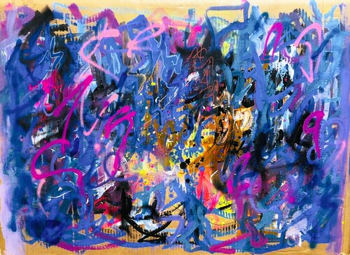 Carton Bleu by Muriel Deumié, Painting for Sale on Select