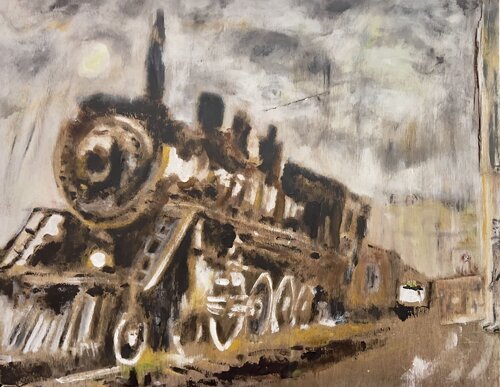 Ceux qui ne montent pas dans le train by Muriel Deumié, Painting for Sale on Select