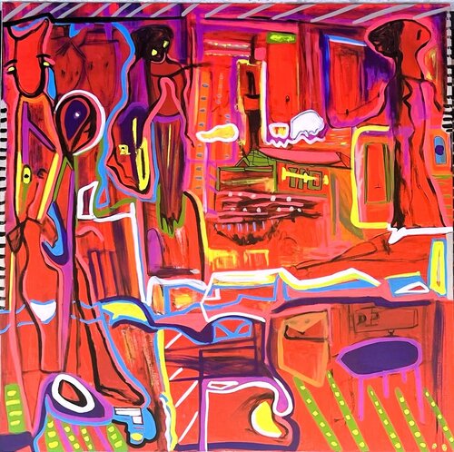 Du bruit dans la cuisine by Muriel Deumié, Painting for Sale on Select