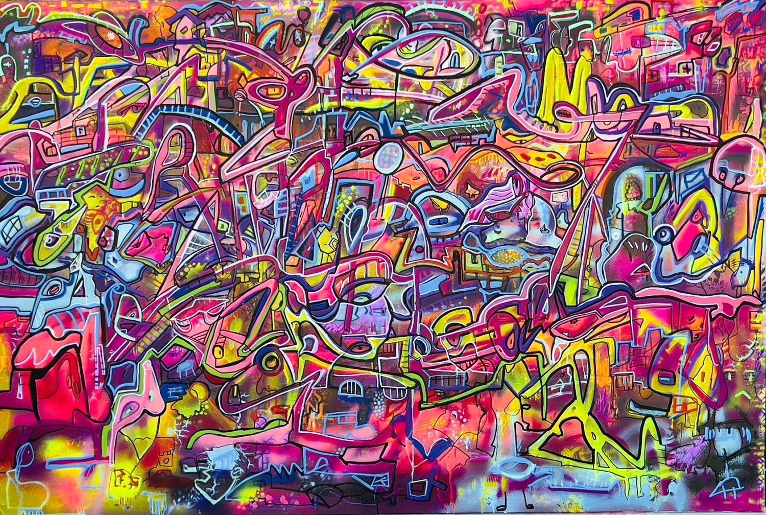 Techno Street Muriel Deumié Original painting for sale