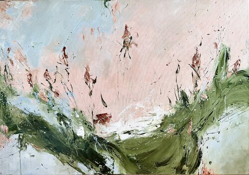 Rosy dawn over fields by Sabine Kay, Painting for Sale on Select