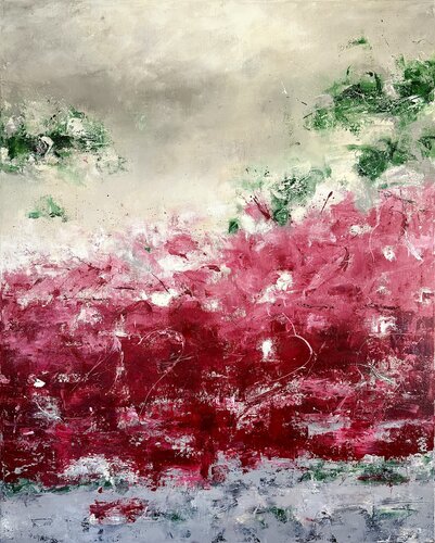 Scarlet fields at dawn by Sabine Kay, Painting for Sale on Select