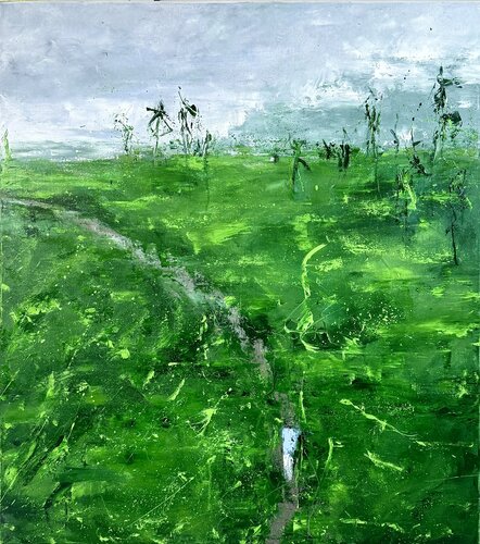 Emerald fields by Sabine Kay, Painting for Sale on Select