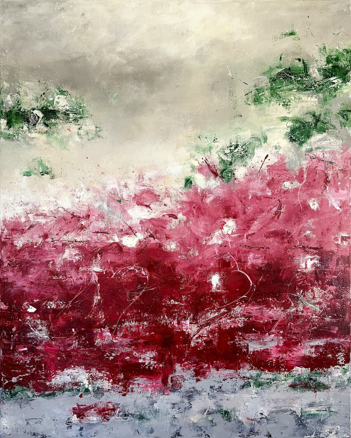 Scarlet fields at dawn Sabine Kay Original painting for sale