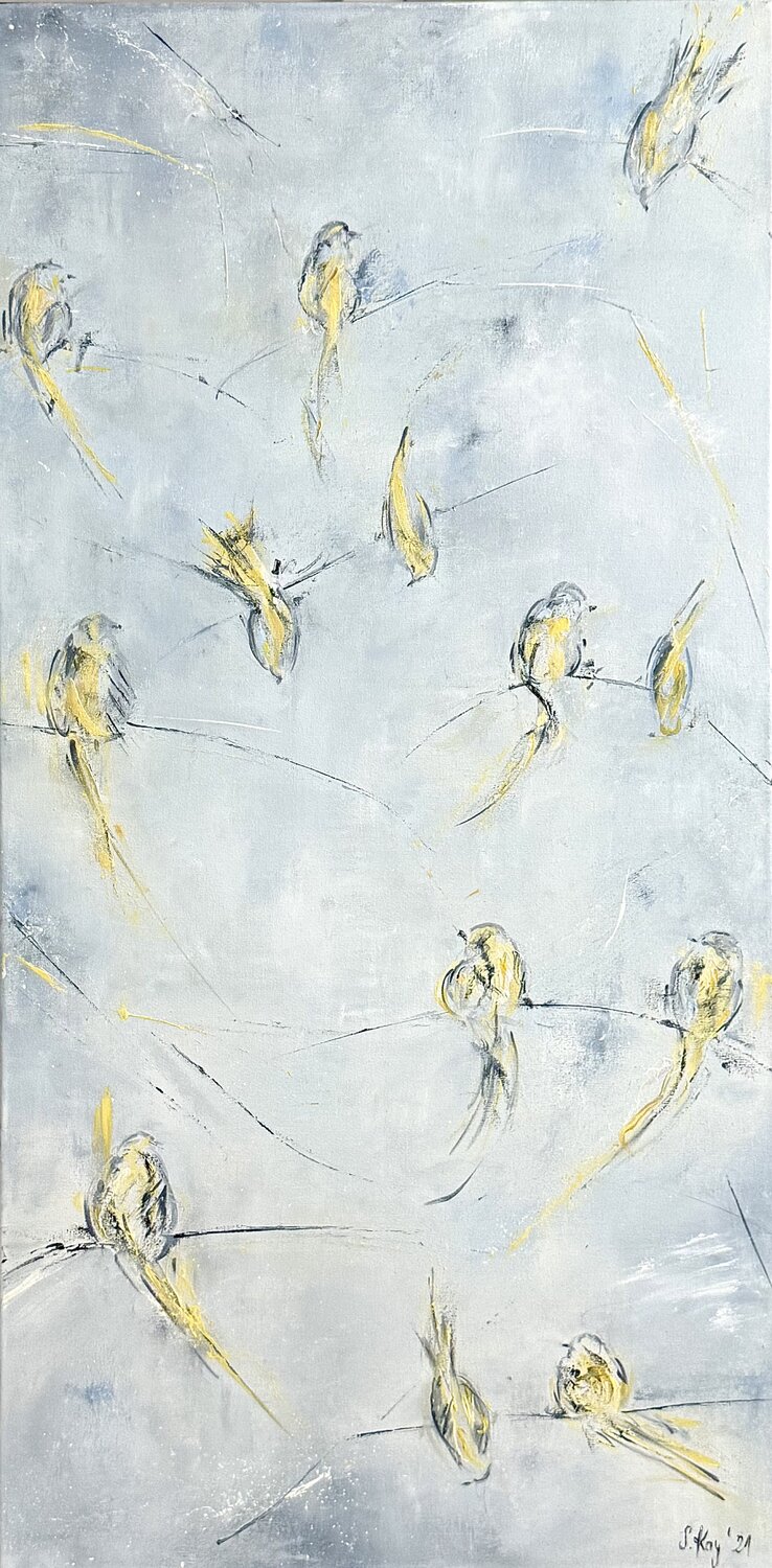 Birds III Sabine Kay Original painting for sale