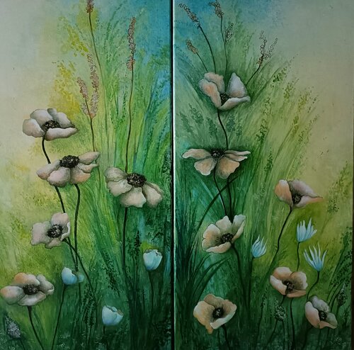 FLEURS DE CHAMP by Monica Cattaneo, Painting for Sale on Select