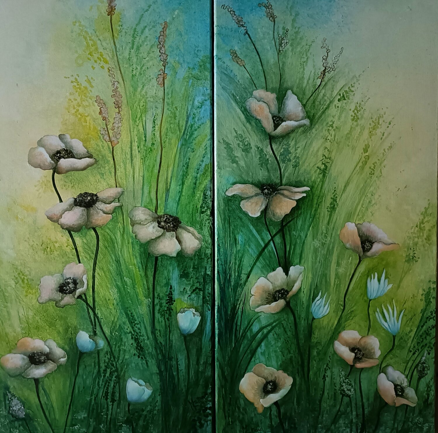 FLEURS DE CHAMP Monica Cattaneo Original painting for sale