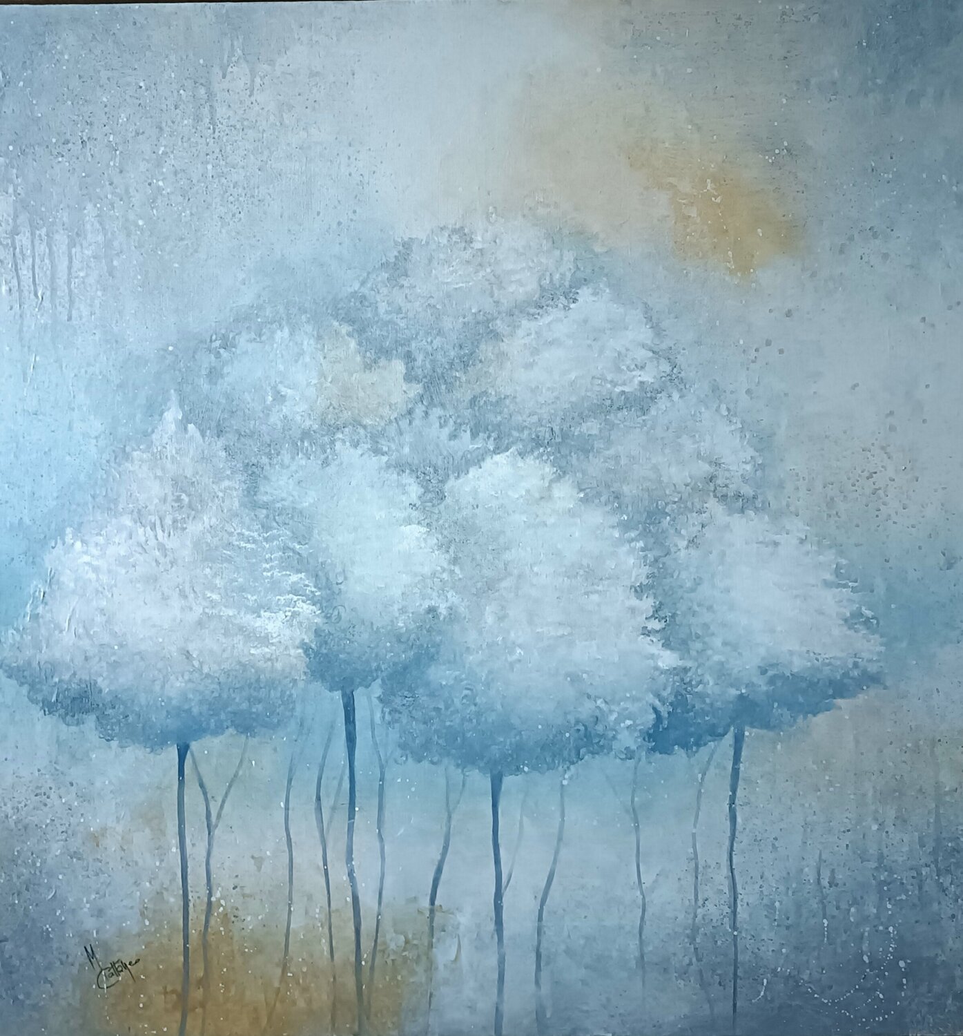 ARBRES EN HIVER Monica Cattaneo Original painting for sale