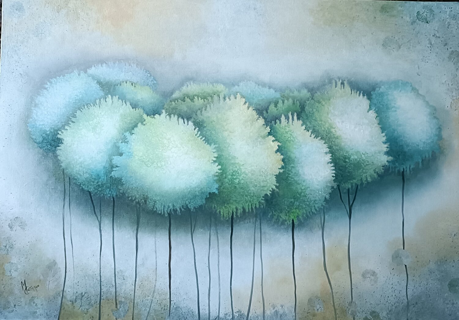 BALLADE EN FORÊT Monica Cattaneo Original painting for sale