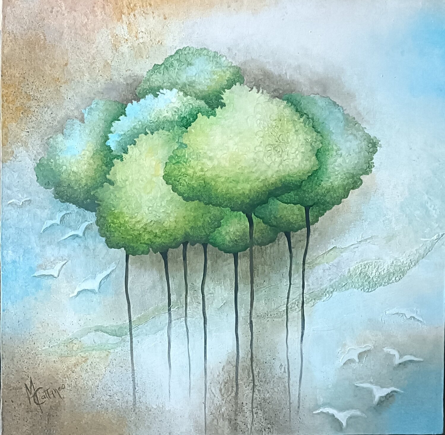 LE CHEMIN VERT Monica Cattaneo Original painting for sale