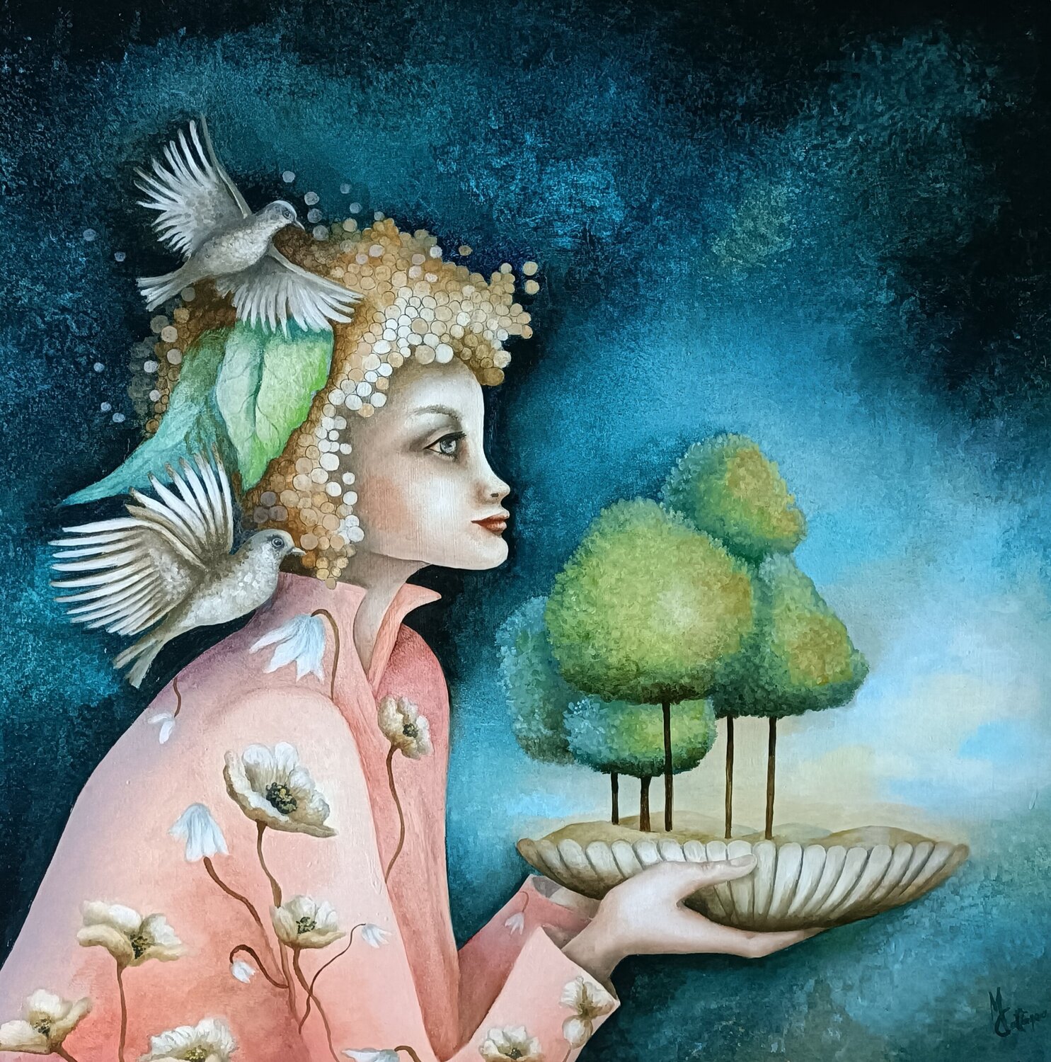 LE COEUR AMI Monica Cattaneo Original painting for sale