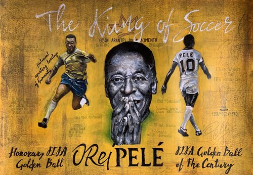 Pelè "The King of Soccer" by Enrica Toffoli, Painting for Sale on Select