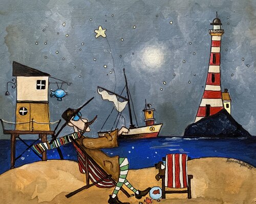 Domè e il pescatore di stelle by Enrica Toffoli, Painting for Sale on Select