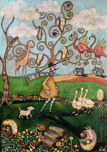 "Domè e l'Albero dei Mondi Impossibili" by Enrica Toffoli, Painting for Sale on Select