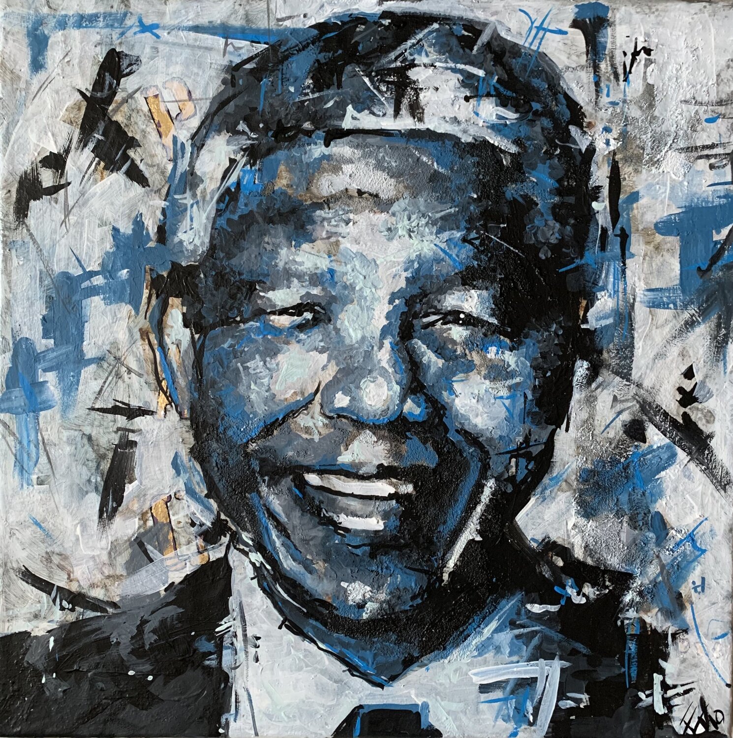 Nelson Mandela Enrica Toffoli Original painting for sale