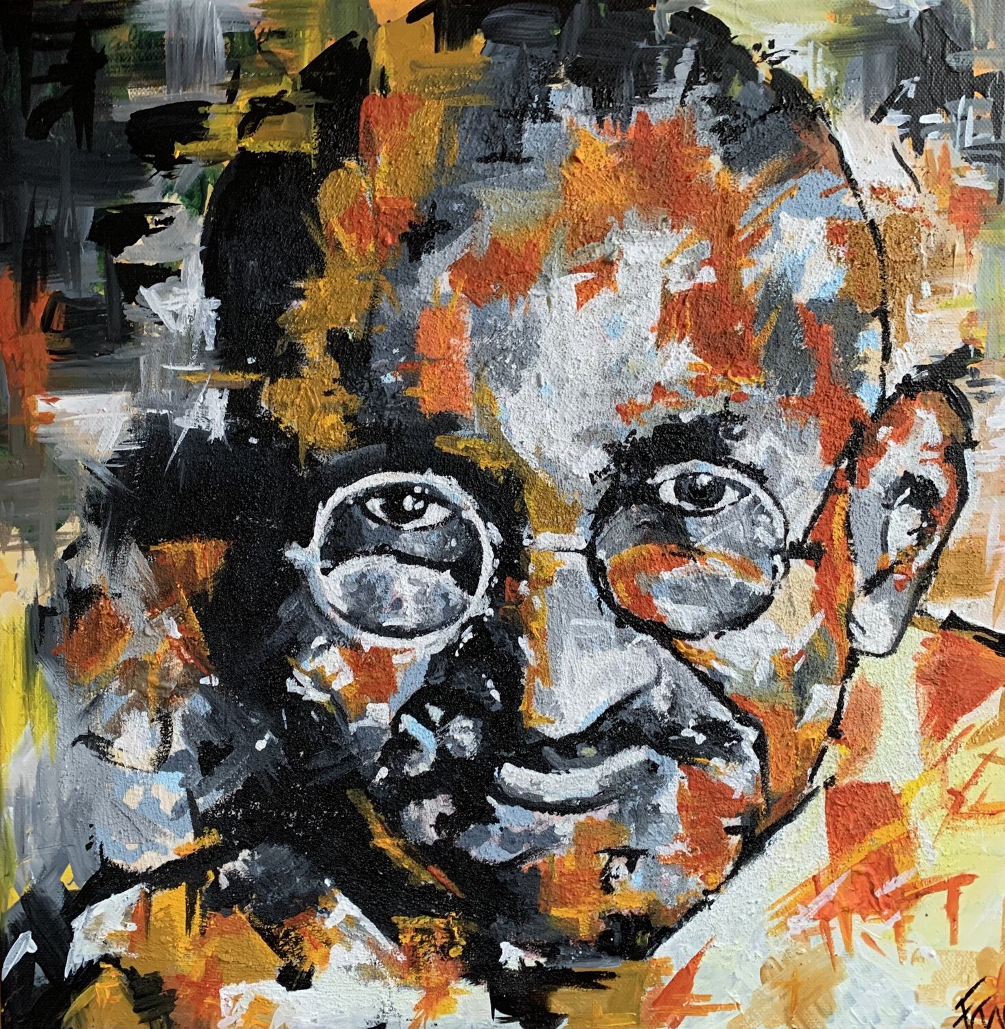 Mahatma Gandhi Enrica Toffoli Original painting for sale