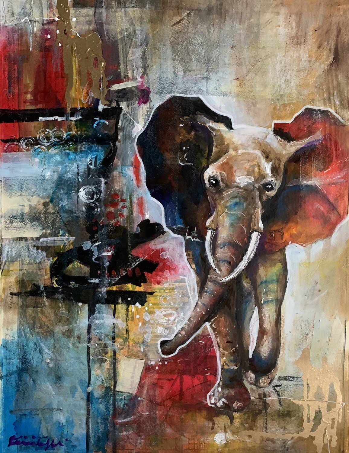 Elephant Enrica Toffoli Original painting for sale