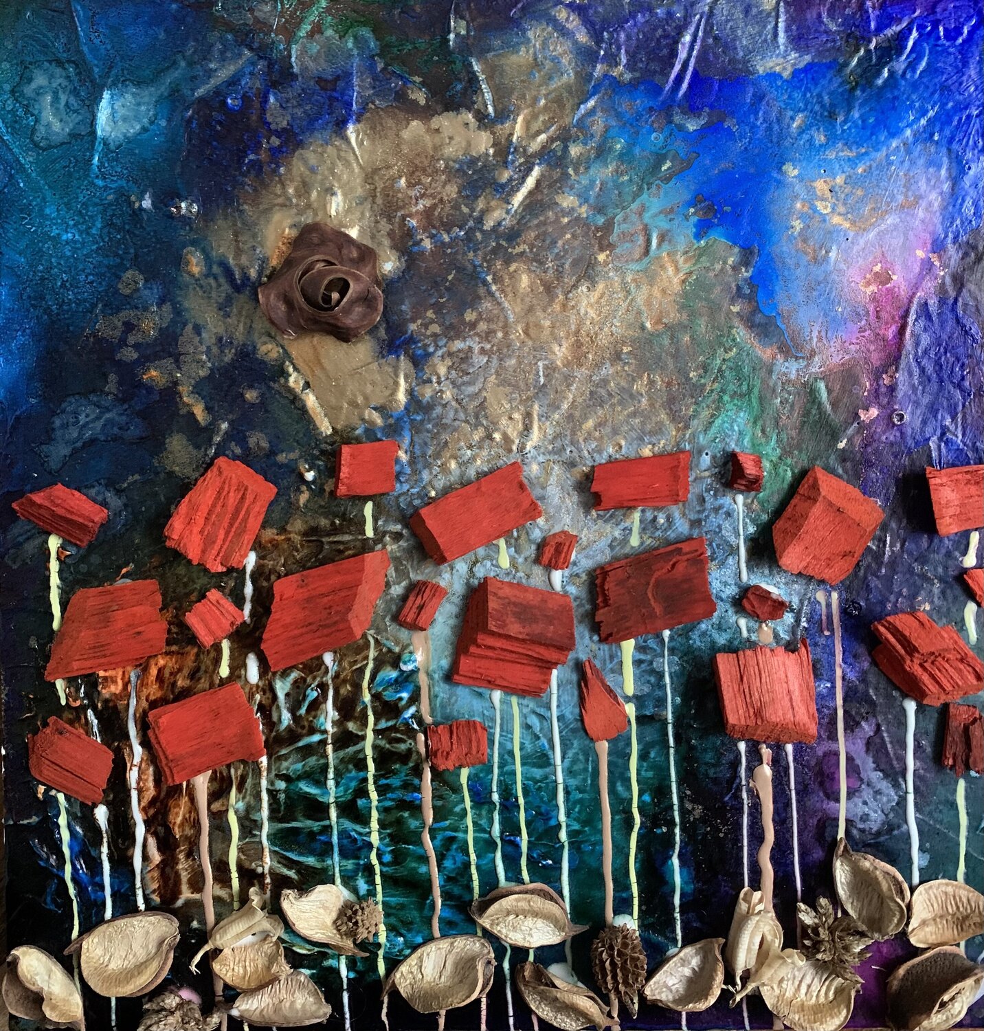 Red Flowers Enrica Toffoli Original painting for sale
