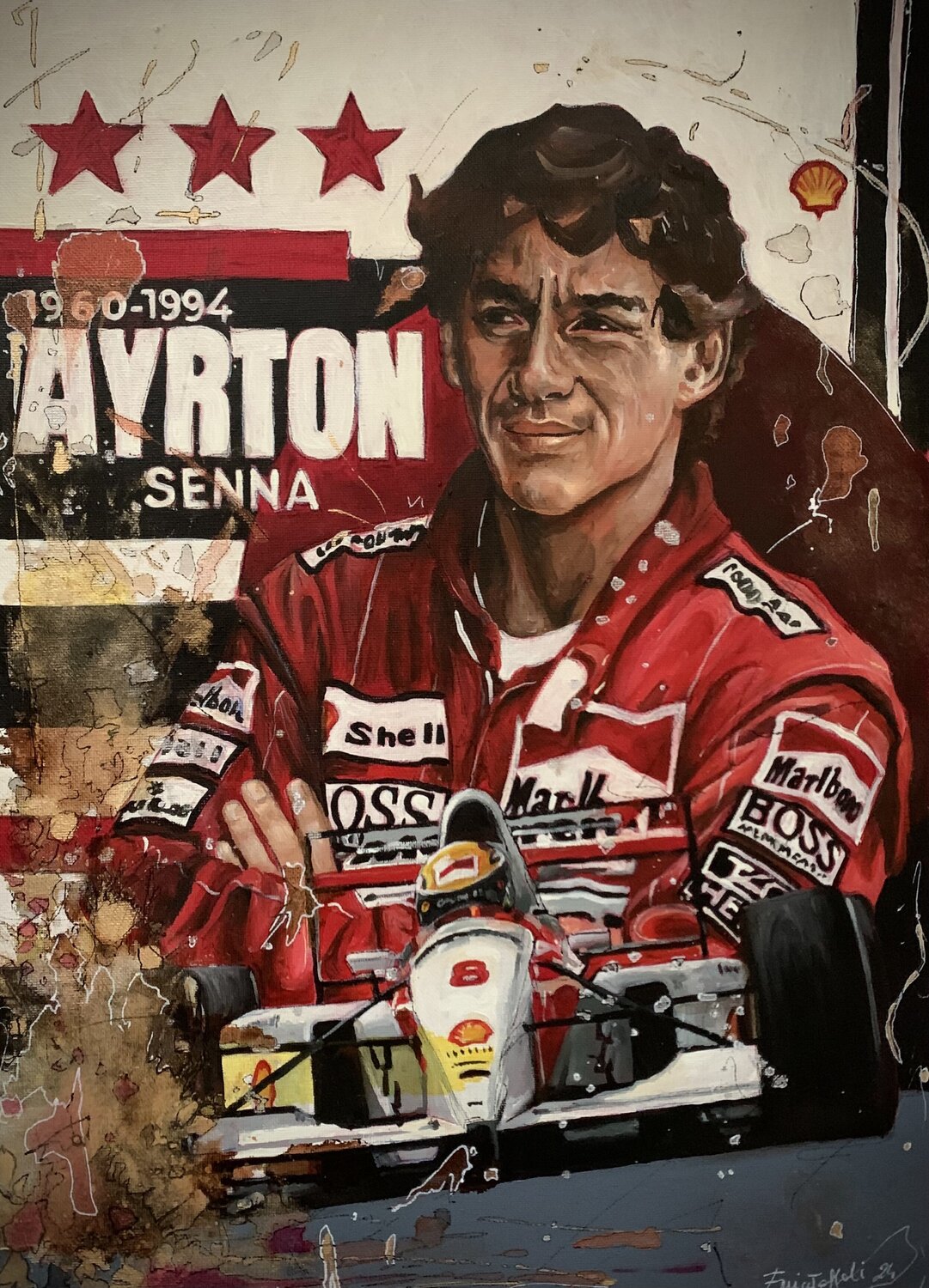 Ayrton Senna, la Leggenda Enrica Toffoli Original painting for sale