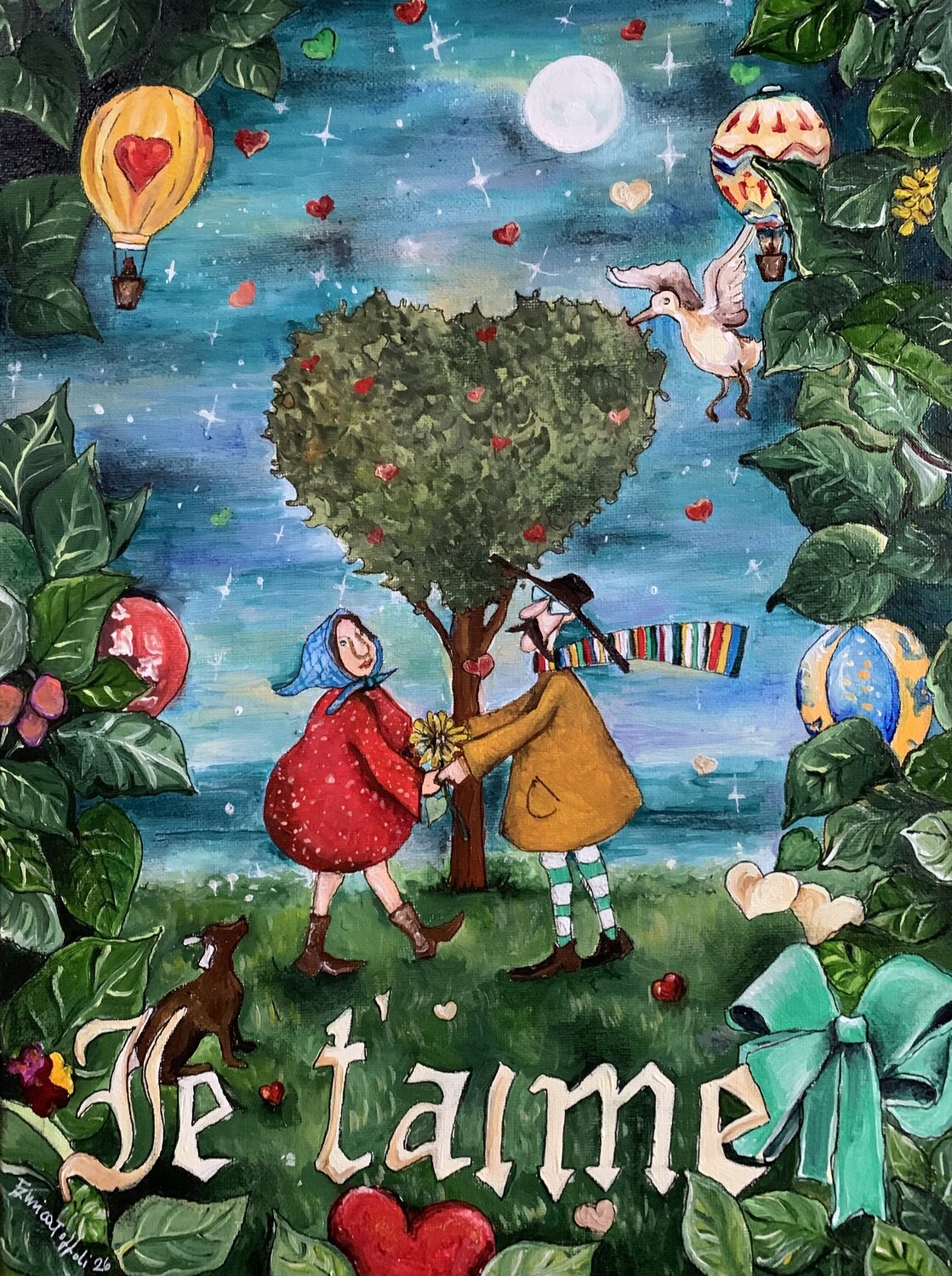 Je t’aime Enrica Toffoli Original painting for sale