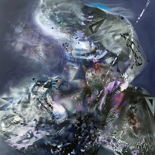 Gigantic size xxl abstract Chimera rider after a night batle masterpiece by Ovidiu Kloska by Ovidiu Kloska, Painting for Sale on Select