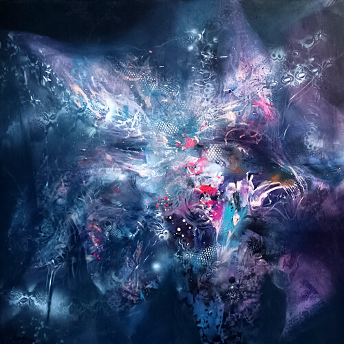 The Hidden Angel of the First Light — large ethereal dreamscape 140x140 cm • master Kloska by Ovidiu Kloska, Painting for Sale on Select