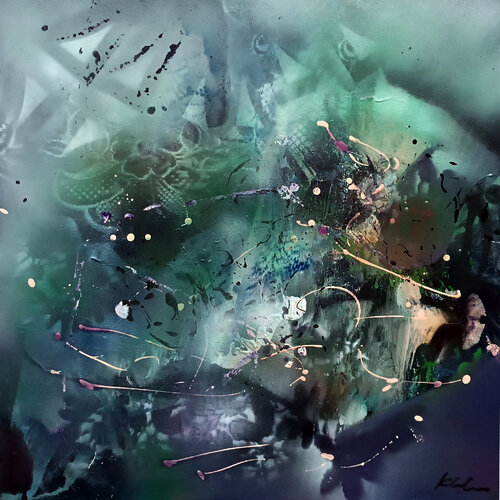 The Hidden Calligraphy of Soft Moss and Time fascinating mindscape by master Ovidiu Kloska by Ovidiu Kloska, Painting for Sale on Select