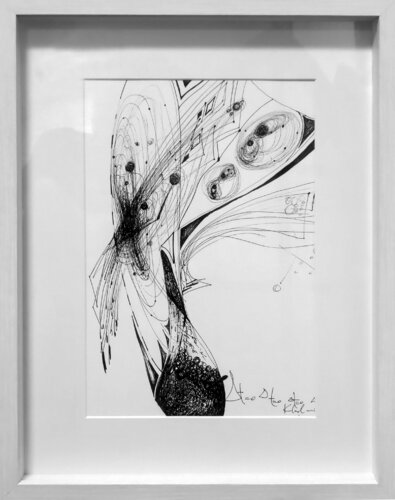Framed eternal still life 11.04.2026 spontaneous vibrating energy lines by O KLOSKA by Ovidiu Kloska, Drawing for Sale on Select