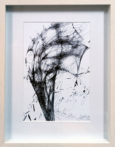 Framed eternal still life 7.04.2026 spontaneous vibrating energy lines by O KLOSKA by Ovidiu Kloska, Drawing for Sale on Select