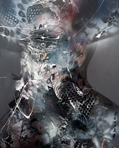 I Love to Eat Bacon, Too #9 — Portrait Emerging from Erosion by Ovidiu Kloska, Painting for Sale on Select