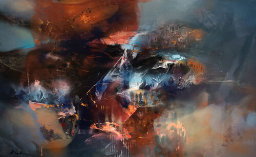 Section in the Metaphysics of Twilight large mindscape by Ovidiu Kloska by Ovidiu Kloska, Painting for Sale on Select
