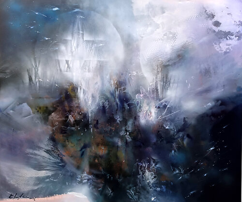 Where the River Kept Its Silence large fantastic mindscape O Kloska by Ovidiu Kloska, Painting for Sale on Select