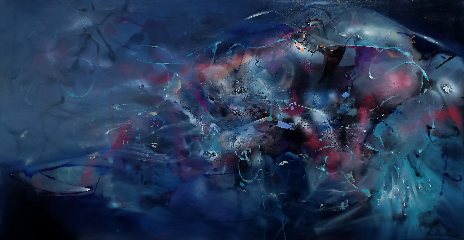 Where the Night Forgets Itself in the Eyes of Dawn  Fantastic Mindscape by O Kloska Ovidiu Kloska Original painting for sale