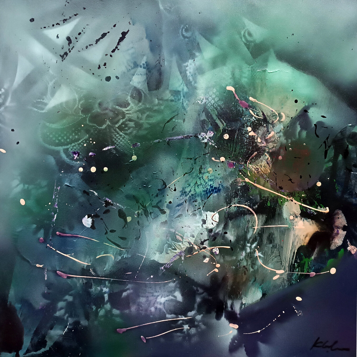 The Hidden Calligraphy of Soft Moss and Time fascinating mindscape by master Ovidiu Kloska Ovidiu Kloska Original painting for sale