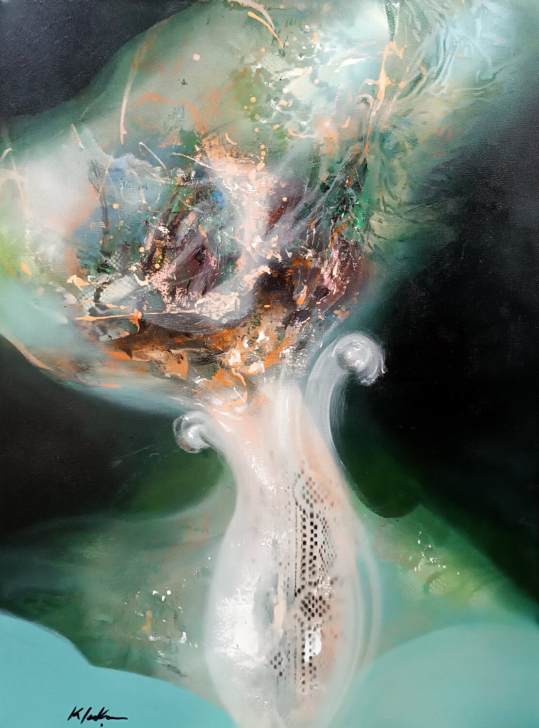 Spring Eternity outer space still life Still Life masterpiece by O KLOSKA Ovidiu Kloska Original painting for sale